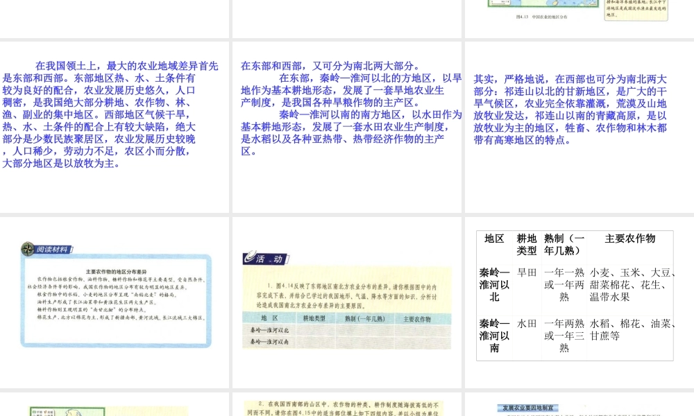 八年级地理 因地制宜的发展农业课件 新课标 人教版 课件