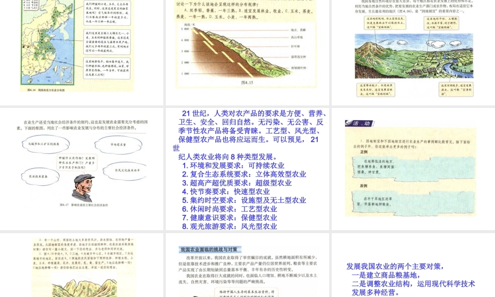 八年级地理 因地制宜的发展农业课件 新课标 人教版 课件