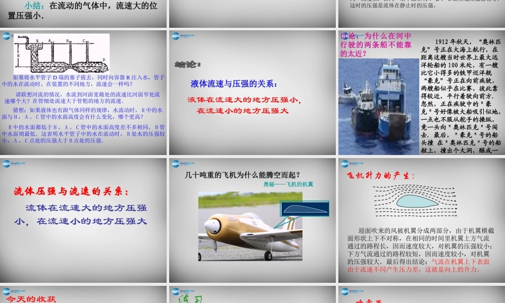 九年级物理全册 144 流体压强与流速的关系课件 新人教版 课件