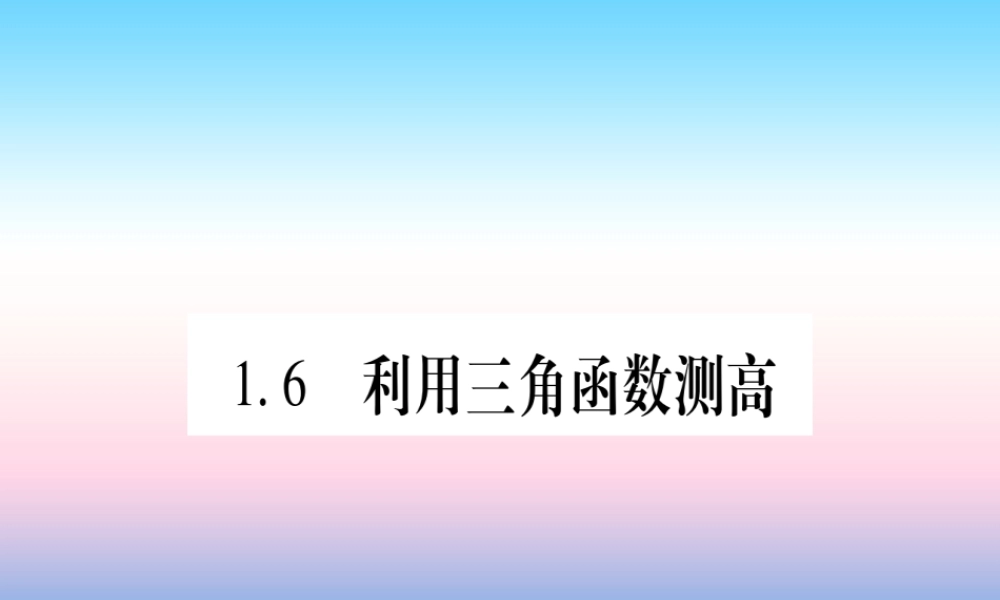 九年级数学下册 第1章 直角三角形的边角关系 16(利用三角函数测高)课堂导练课件(含中考真题)(新版)北师大版 课件