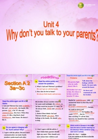 八年级英语下册 Unit 4 Why don t you talk to your parents Section A 2课件 (新版)人教新目标版 课件