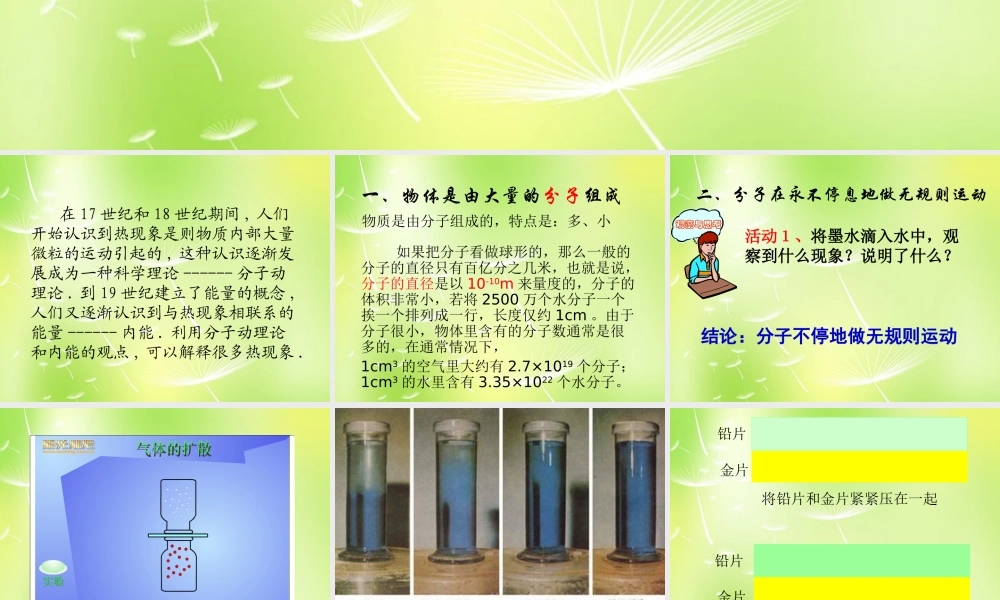 中学九年级物理上册 1.1 分子动理论课件 (新版)教科版 课件