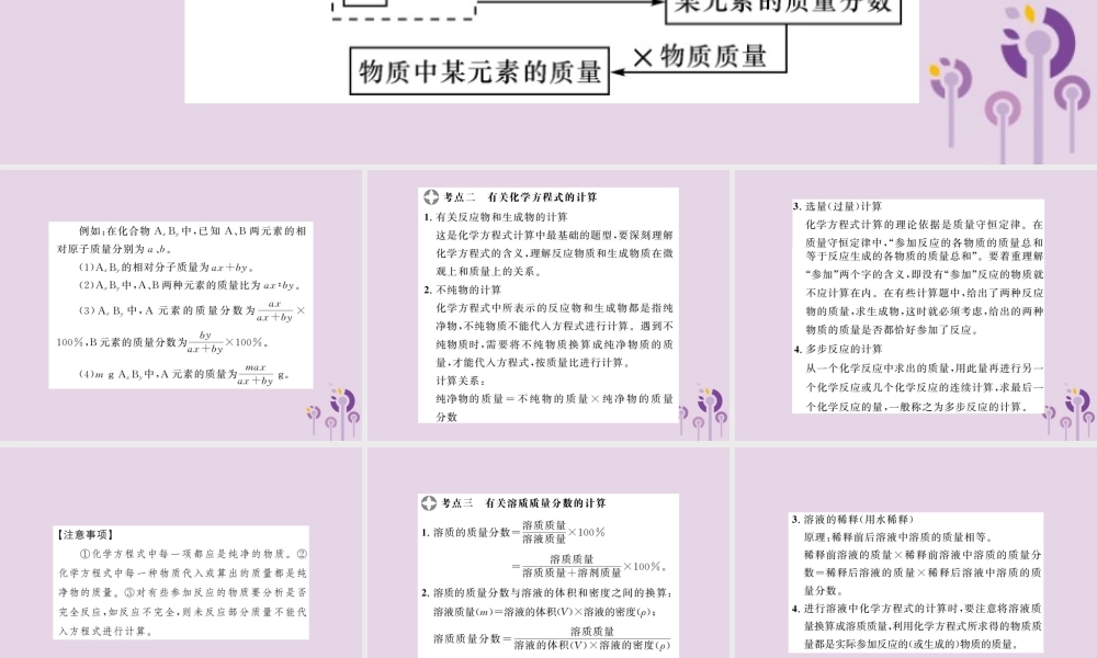 中考化学一轮复习 第3部分 热点专题 第1课时 化学计算课件