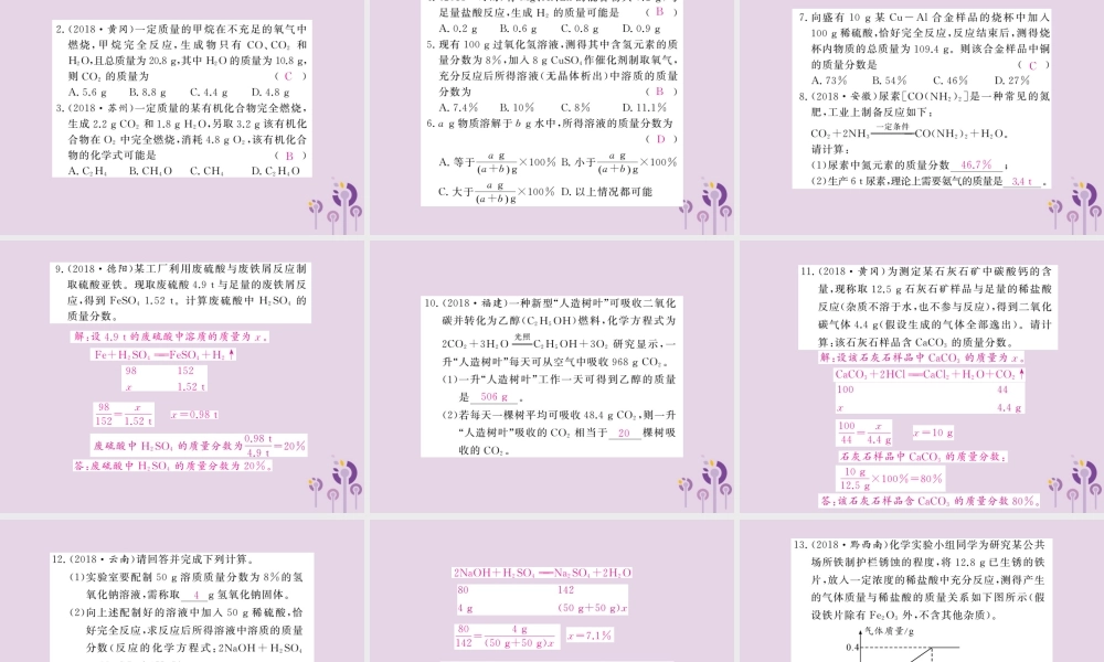 中考化学一轮复习 第3部分 热点专题 第1课时 化学计算课件