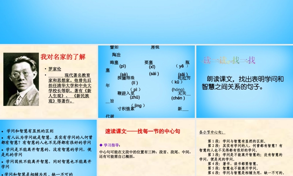 九年级语文上册(311 学问和智慧)课件 苏教版 课件