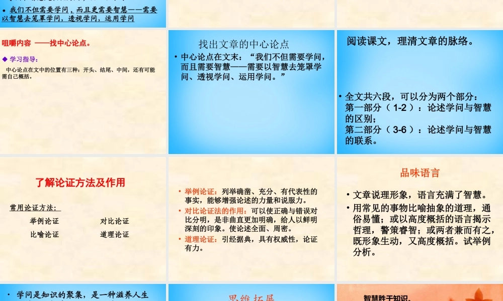 九年级语文上册(311 学问和智慧)课件 苏教版 课件