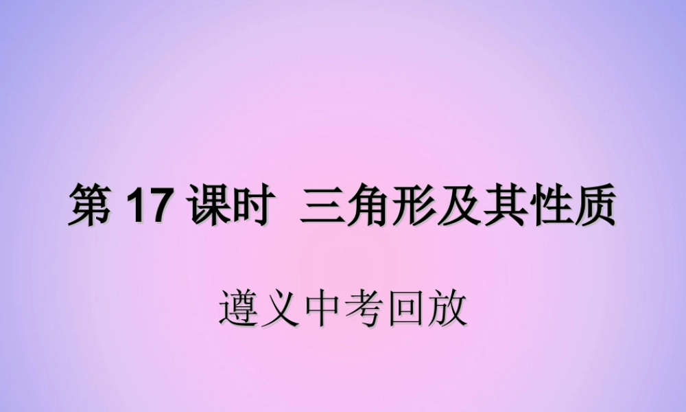 中考数学复习 第17课时 三角形及其性质 2 遵义中考回放(课后作业)课件
