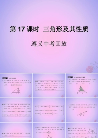 中考数学复习 第17课时 三角形及其性质 2 遵义中考回放(课后作业)课件