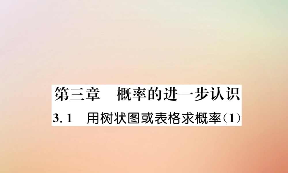 九年级数学上册 第3章 概率的进一步认识 31 用树状图或表格求概率(1)作业课件 (新版)北师大版 课件