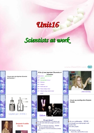 人教版高一英语Unit16 Scientists at work 课件