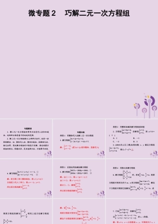 七年级数学下册 第1章(二元一次方程组)微专题2 巧解二元一次方程组习题课件 (新版)湘教版 课件