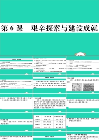 八年级历史下册 第二单元 社会主义制度的建立与社会主义建设的探索 第6课 艰辛探索与建设成就习题课件 新人教版 课件