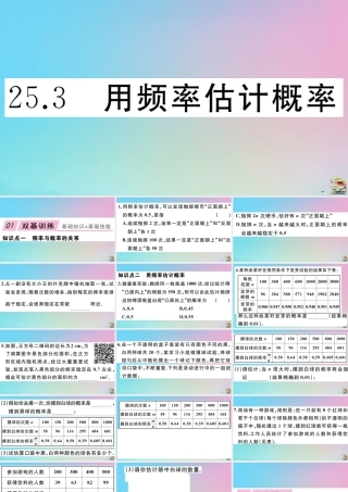 九年级数学上册 第25章(概率初步)253 用频率估计概率作业课件 (新版)新人教版 课件
