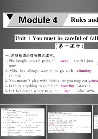 九年级英语下册 Module 4 Unit 1 You must be careful of falling stones(第1课时)课件 (新版)外研版 课件