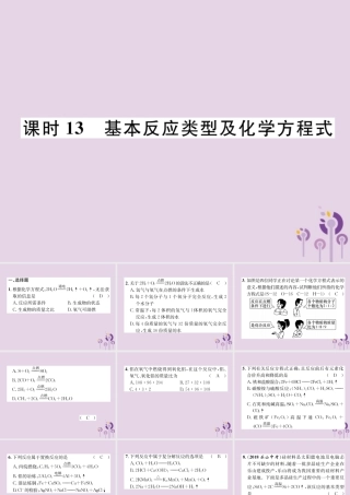 中考化学总复习 第1编 主题复习 模块3 物质的化学变化 课时13 基本反应类型及化学方程式(精练)课件