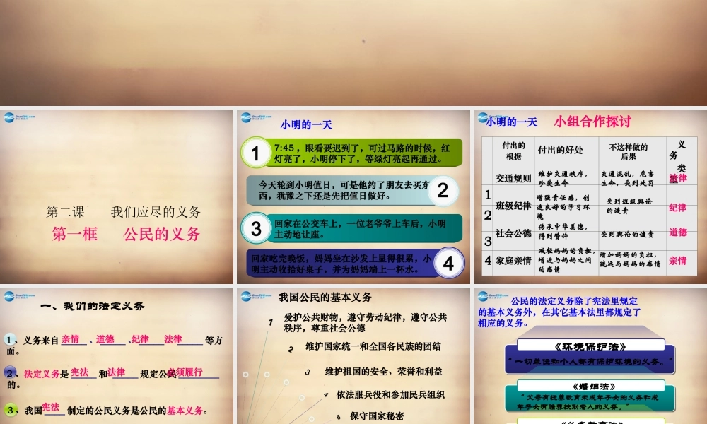 八年级政治下册 第2课 第1框 公民的义务课件 新人教版 课件