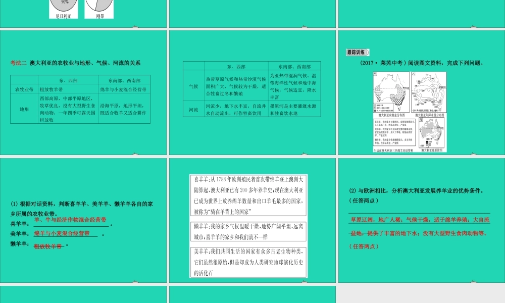 中考地理复习 七下 第八章 东半球其他的国家和地区(第2课时)课件