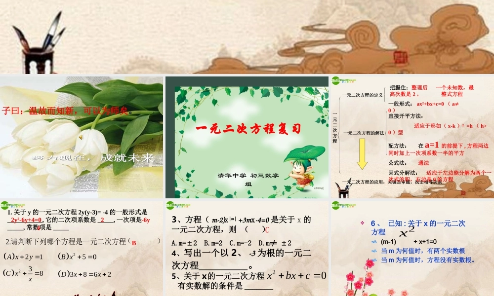 九年级数学上册 一元二次方程复习课件 苏科版 课件