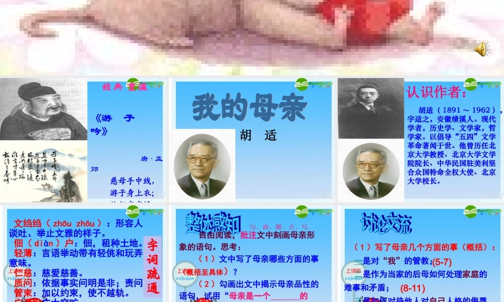 八年级语文下册 (我的母亲)教学课件 人教新课标版 课件