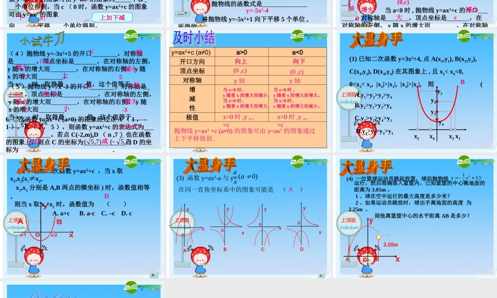 九年级数学下册： 二次函数的图像与性质 课件新人教版 课件