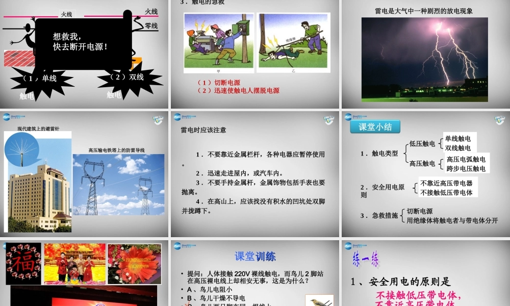 九年级物理全册(193 安全用电)课件 (新版)新人教版 课件