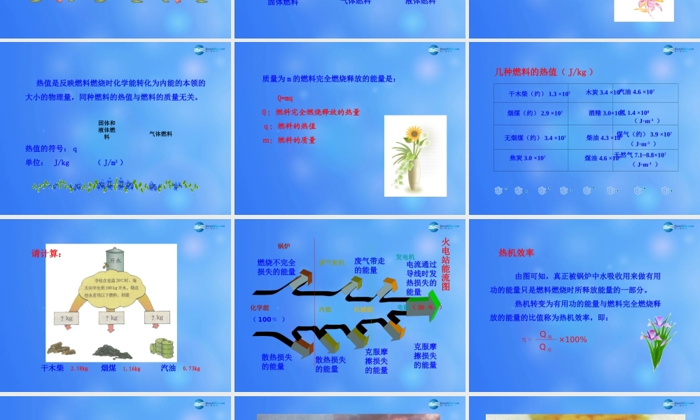 九年级物理全册 第十章 第六节 燃料的利用和环境保护课件3 (新版)北师大版 课件