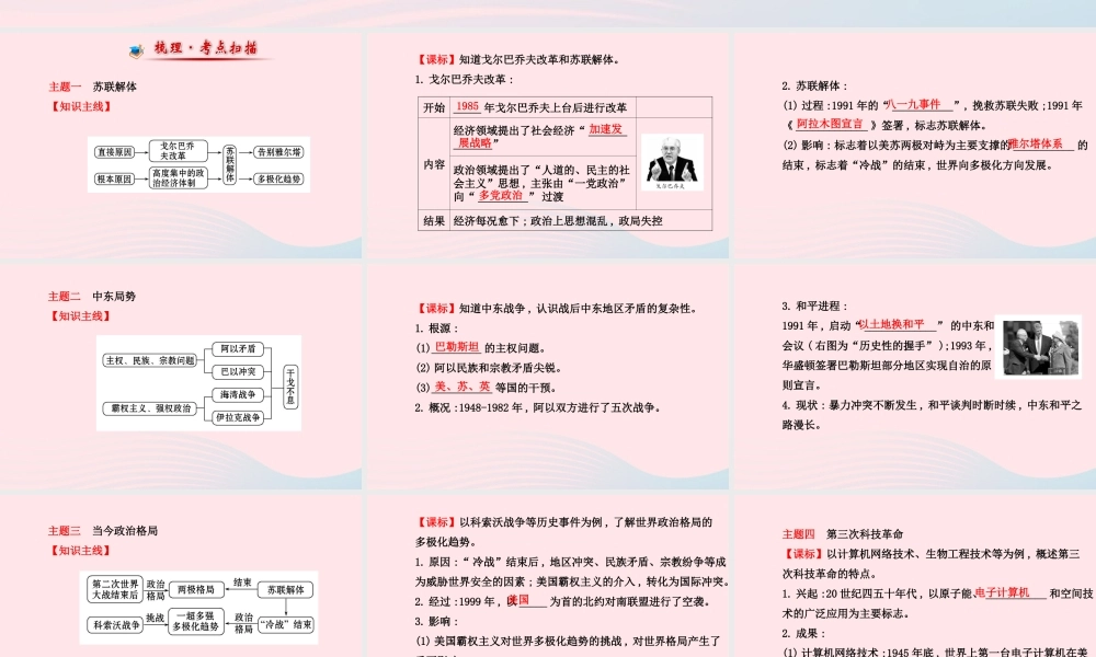 中考历史 第十五单元 第2讲和平与发展复习课件 北师大版 课件