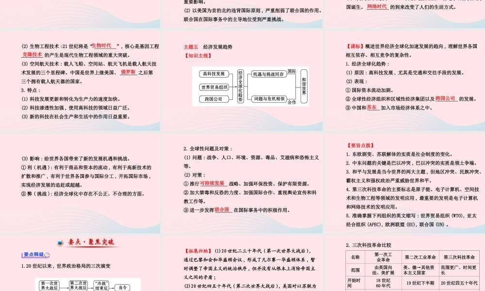 中考历史 第十五单元 第2讲和平与发展复习课件 北师大版 课件