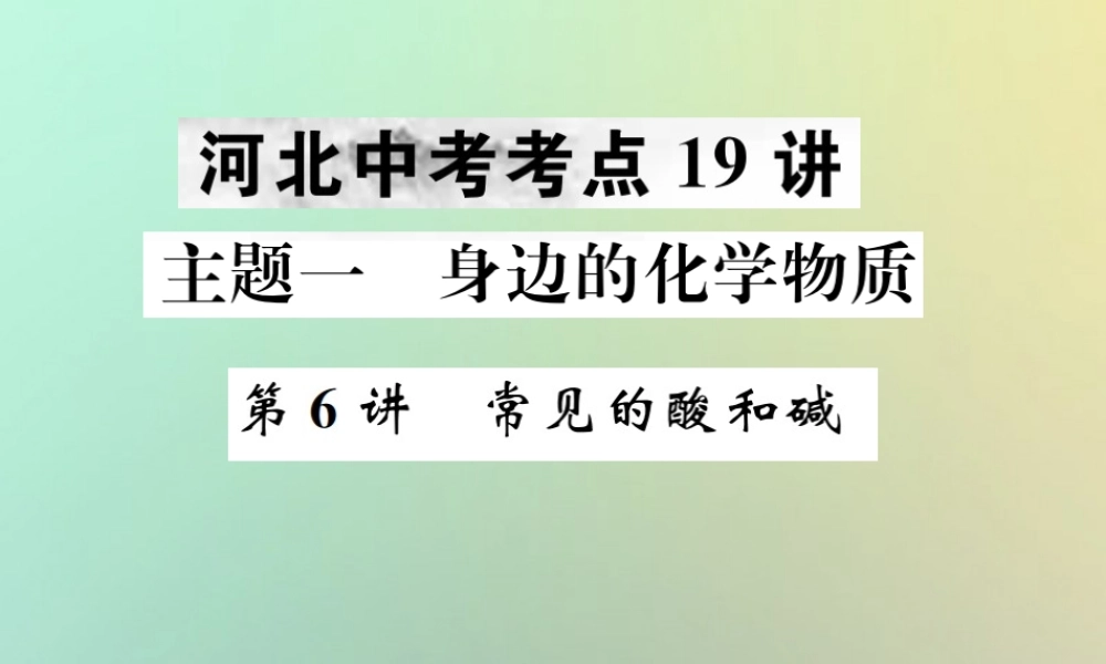 中考化学复习 主题一 身边的化学物质 第6讲 常见的酸和碱课件