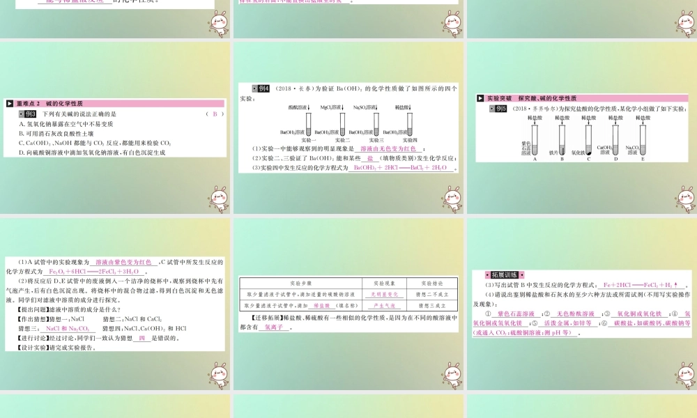 中考化学复习 主题一 身边的化学物质 第6讲 常见的酸和碱课件