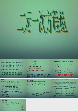 中学七年级数学下册 2.2二元一次方程组课件 (新版)浙教版 课件