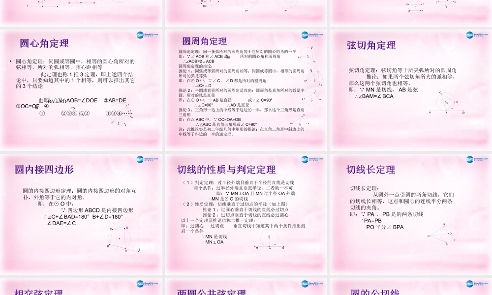 九年级数学下册 第28章 圆复习课件 华东师大版 课件