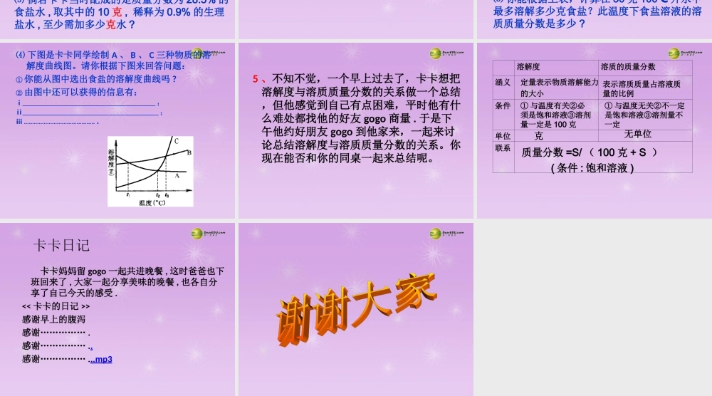 八年级科学上册 第一章 水和水的溶液 第一章 水和水的溶液复习课课件 浙教版 课件