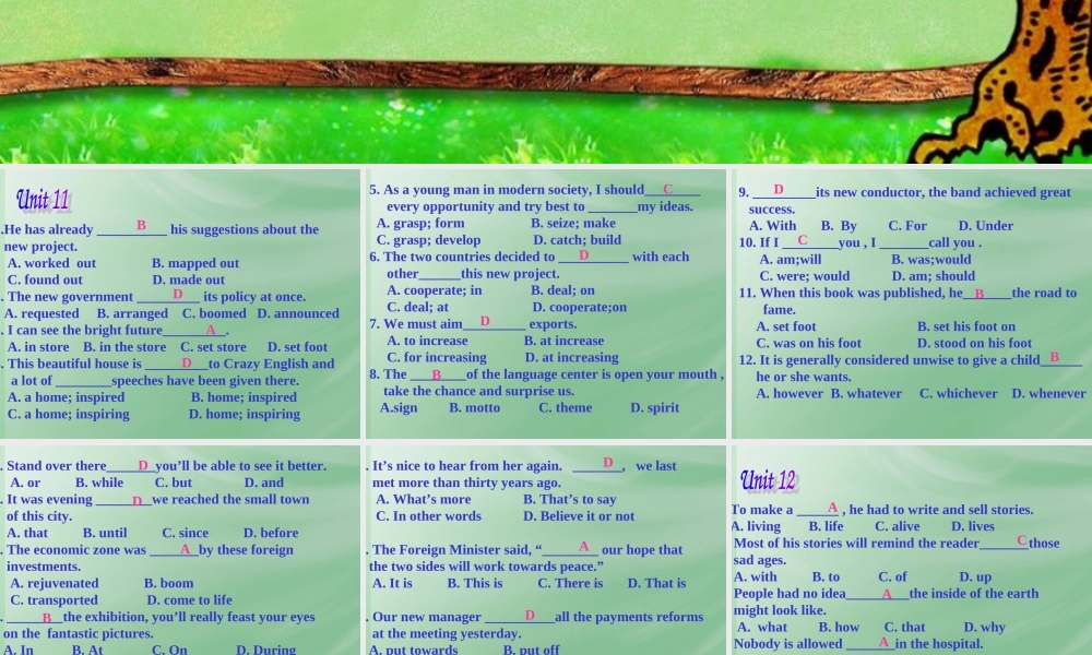 新课标 人教版高二英语下学期Unit11-15单项选择题专项练习 试题
