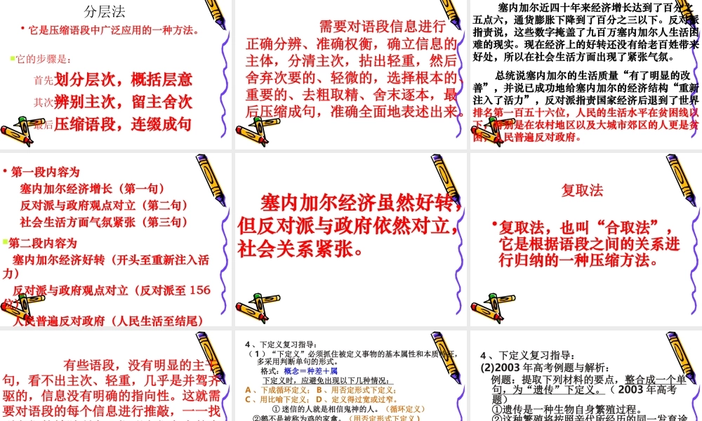 届高三语文高考复习(语句)专题系列课件12(如何解 压缩语段 题) 课件