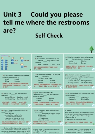 九年级英语全册 Unit 3 Could you please tell me where the restrooms are Self Check作业课件 (新版)人教新目标版 课件