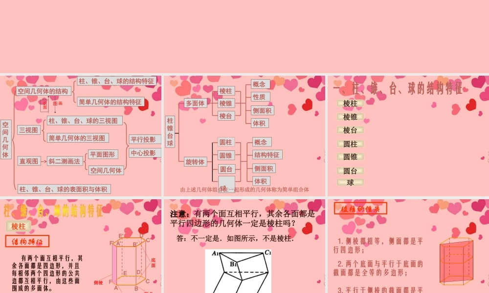 广东惠州市高一数学(空间几何体复习)课件