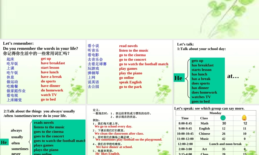 七年级英语上：一般现在时的复习课件外研版 课件