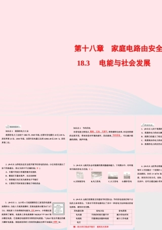九年级物理下册 183 电能与社会发展课件 (新版)粤教沪版 课件