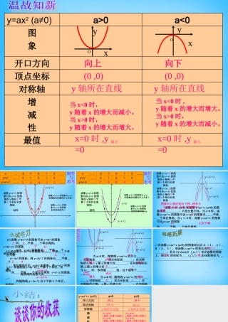 九年级数学下册 52 二次函数的图像和性质课件1 (新版)苏科版 课件