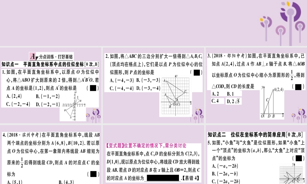 九年级数学下册 第二十七章 相似 273 位似 第2课时 平面直角坐标系中的位似习题讲评课件 (新版)新人教版 课件
