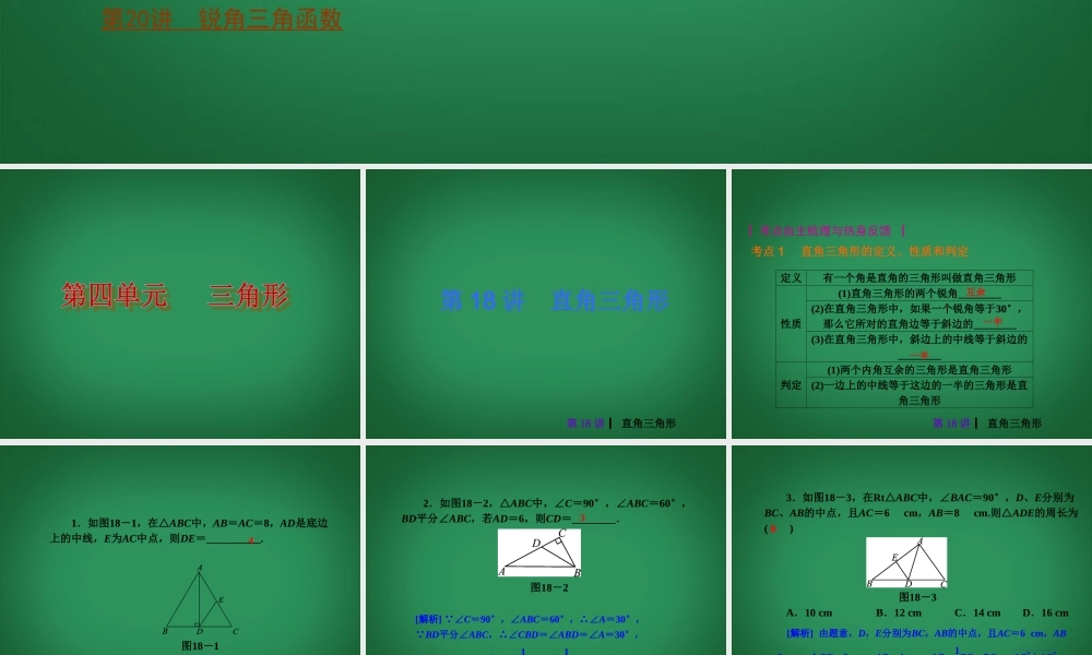 中考数学 第四单元 三角形(二)复习课件