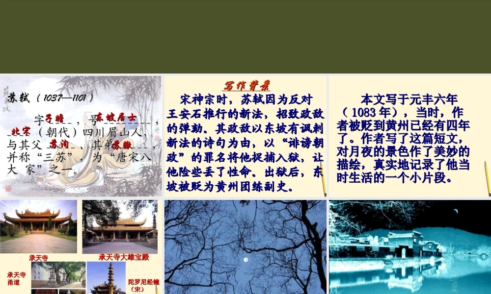 八年级语文第28课(记承天寺夜游)课件 北京课改版 课件