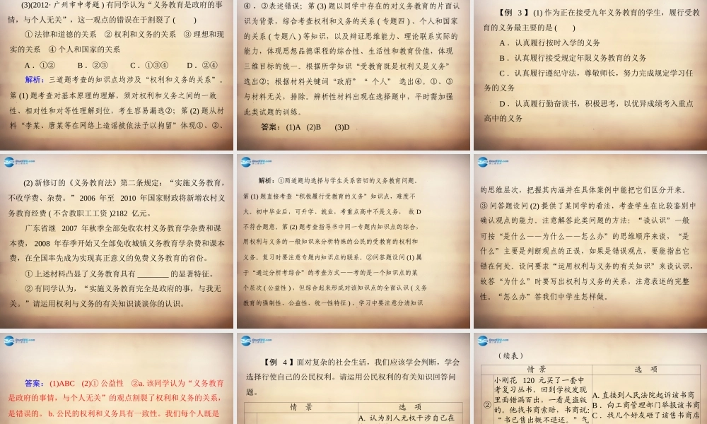 学典中考政治总复习 专题突破四 维护权利 履行义务 崇尚公平和正义 做合格的公民课件 新人教版 课件