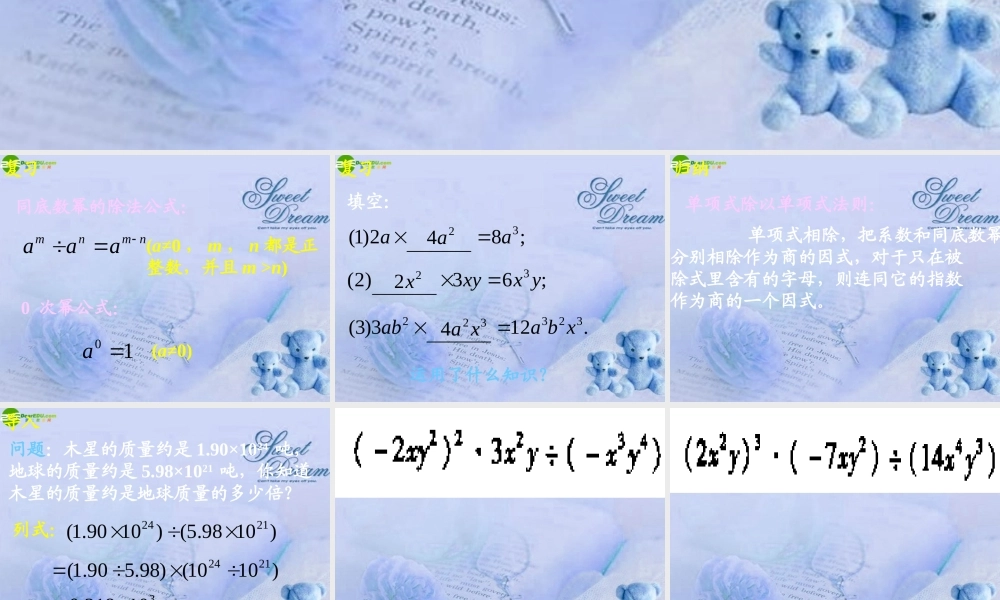 八年级数学上册 15.4.2整式的除法(一)课件 人教新课标版 课件