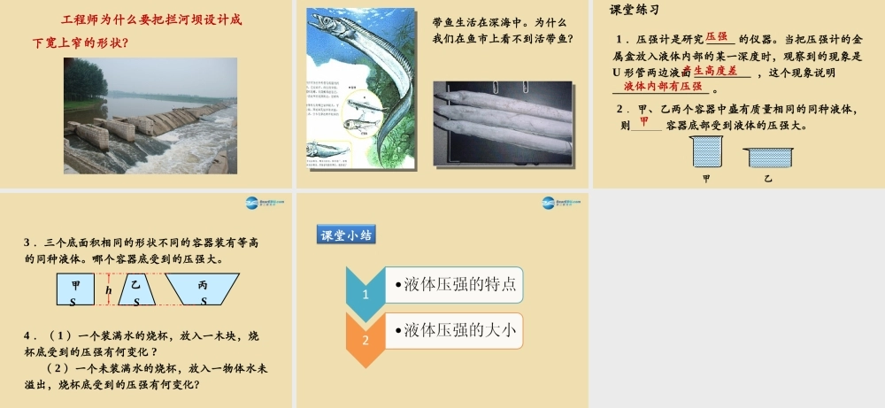 八年级物理下册 第七章 压强 第2节(液体压强)课件 鲁教版五四制 课件
