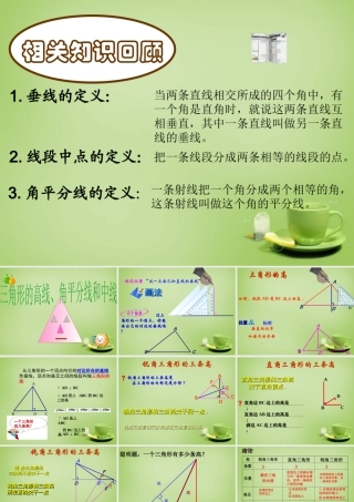 八年级数学上册 11.1.2(三角形的高、中线、角平分线课件)复习课件 (新版)新人教版 课件