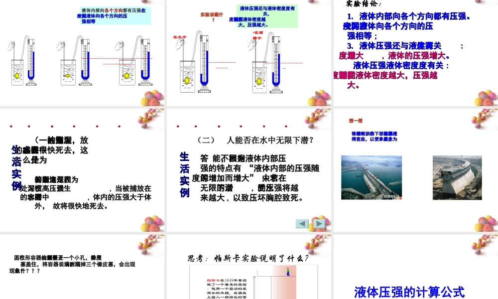 八年级物理下册 液体的压强复习课件 教科版 课件