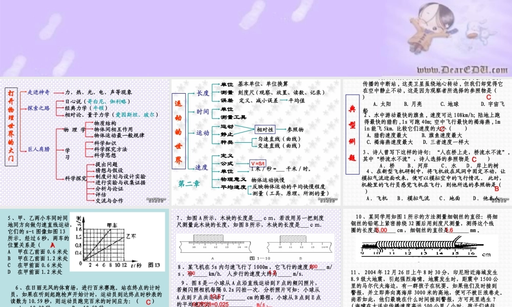 新课标 沪科版初三物理复习课件 运动 声 光 力 课件
