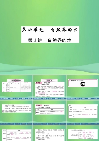 中考化学总复习 第1编 教材知识梳理篇 第4单元 自然界的水 第1讲 自然界的水(精讲)课件